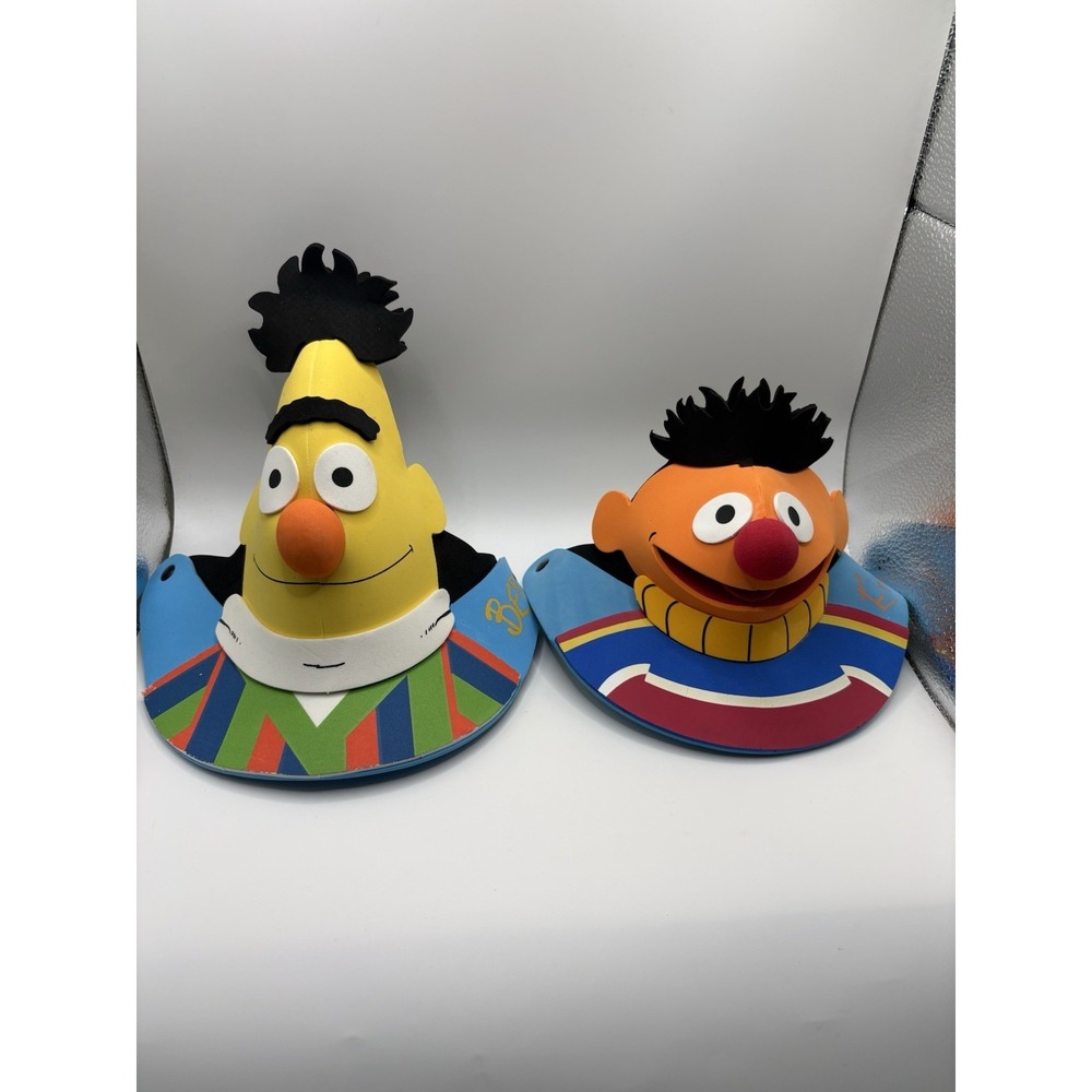 Vintage Sesame Street Bert & Ernie 3D Foam Character Hats Lot of 2 EUC